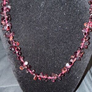 Garnet Bead Cluster Necklace - Deep Red Women's Jewelry